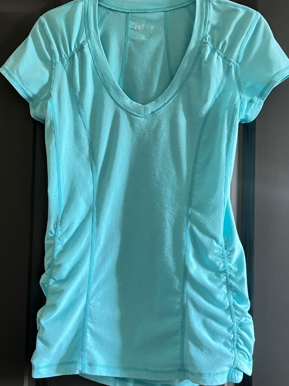 Zella Z6 Aqua Blue Ruched Tee Size Small
